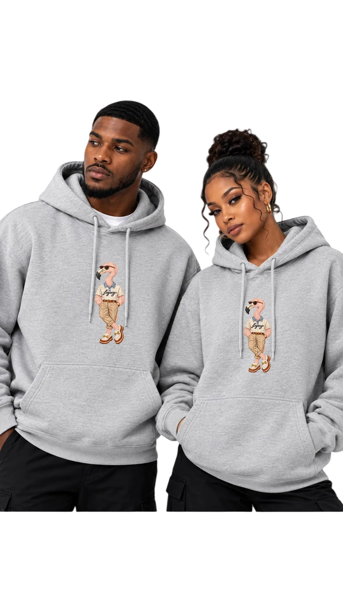 Brunchin’ Flamingo Hoodie (Heather Grey)